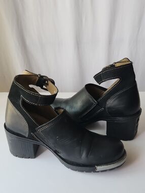 Fly London Black Cutout Ankle Heeled Boots Size 7